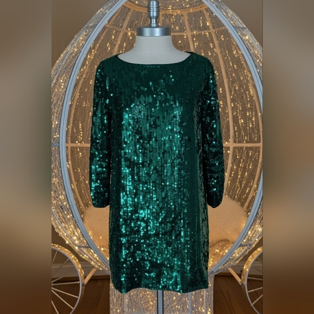 ​✨ Shoshanna Sequin Emerald Green Cocktail Dress, Size 6 ✨